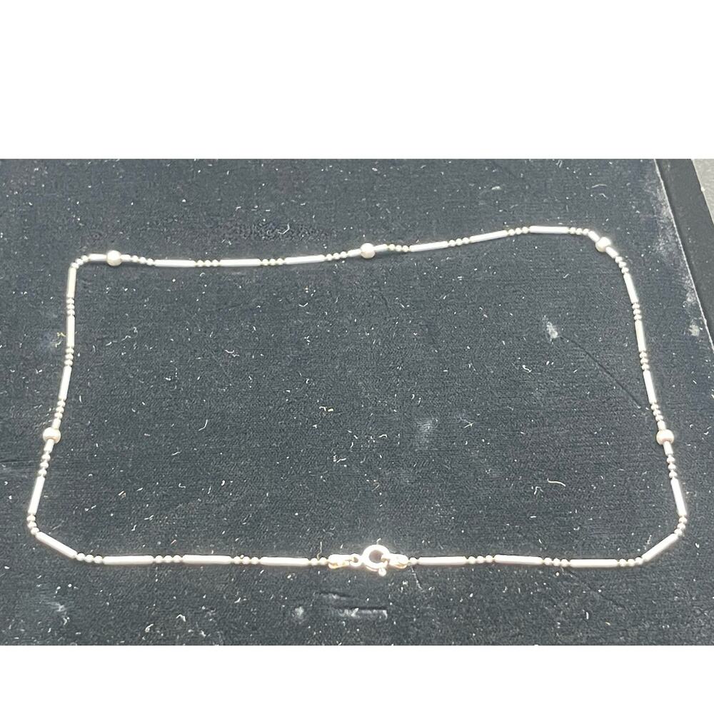 FAS 925 Italy Dot Dash Chain Sterling Silver 17" Necklace Spring Ring Clasp - Picture 5 of 8